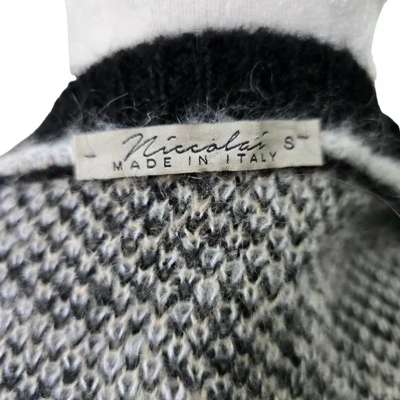 Niccolai Italy Mohair Cardigan Sweater Women's Leopard Print Color Block Small - Picture 10 of 11